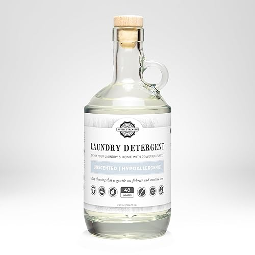 Rustic Strength Natural Laundry Detergent, Unscented, Sensitive Skin, HE Compatible, 24 oz Glass