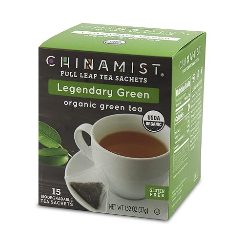 China Mist - Legendary Green Organic Full Leaf Tea Sachet, 15 count box - Biodegradable and Individually Wrapped (1 Pack)