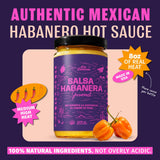 Habanero Hot Sauce - Authentic Mexican Style, Medium-High Heat, Small Batch Artisan Salsa, 100% Natural, No Preservatives, 8 oz