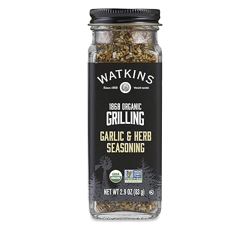 Watkins Organic Grilling Garlic & Herb Seasoning, Non-GMO, Kosher, 2.9 Oz, 1-Pack