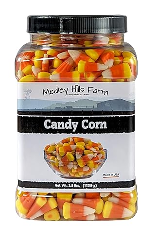 Candy Corn by Medley hills farm 2.5 Lbs. in Reusable Container - Old Fashioned Candy corn classic - bulk candy