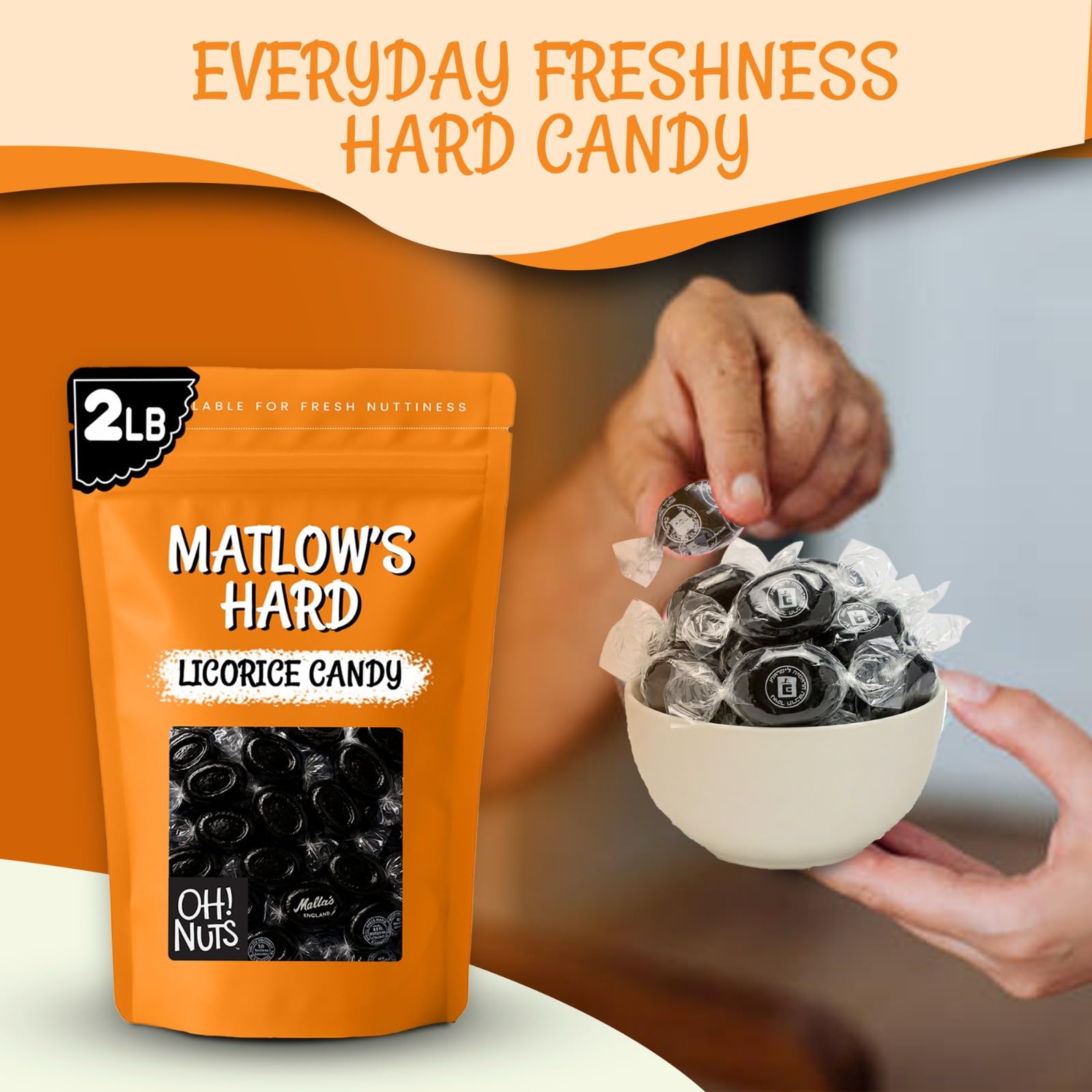Matlow's Licorice Hard Candy | Kosher Licorice Candy - Individually Wrapped & Packed in 2 LB Resealable Bulk Bag | Great for Party, Office, Outing
