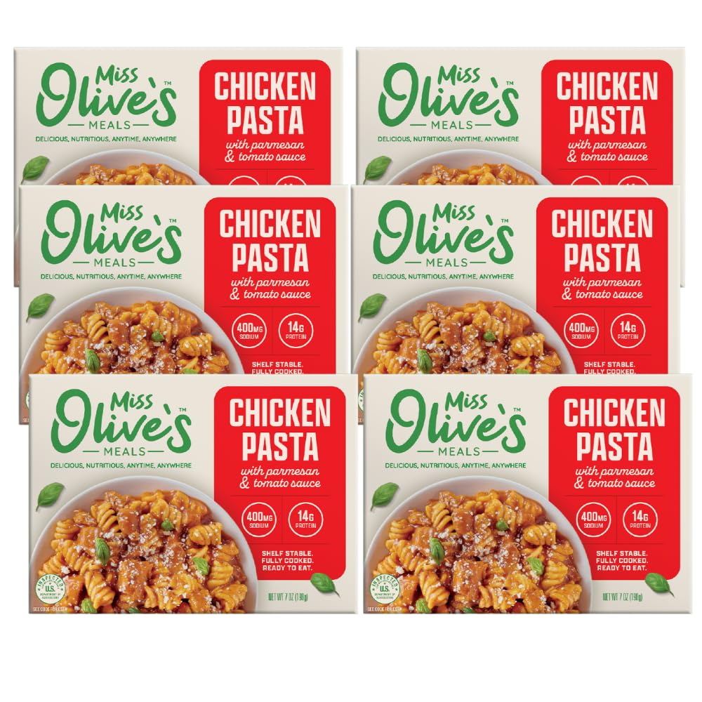 Miss Olive's Ready Meals Shelf Stable Chicken Pasta Parmesan, 6 Pack, 7oz