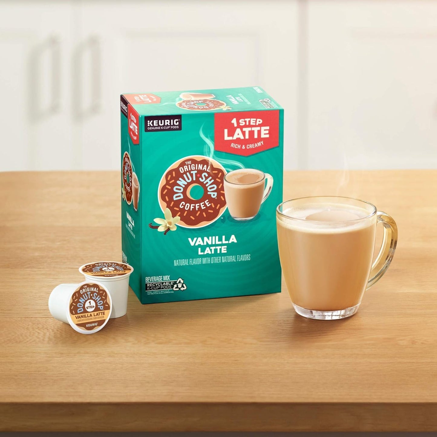 The Original Donut Shop Vanilla Latte, Single-Serve Keurig K-Cups, Flavored Coffee. Delightfully creamy. Deliciously dreamy. A Satisfyingly Sweet