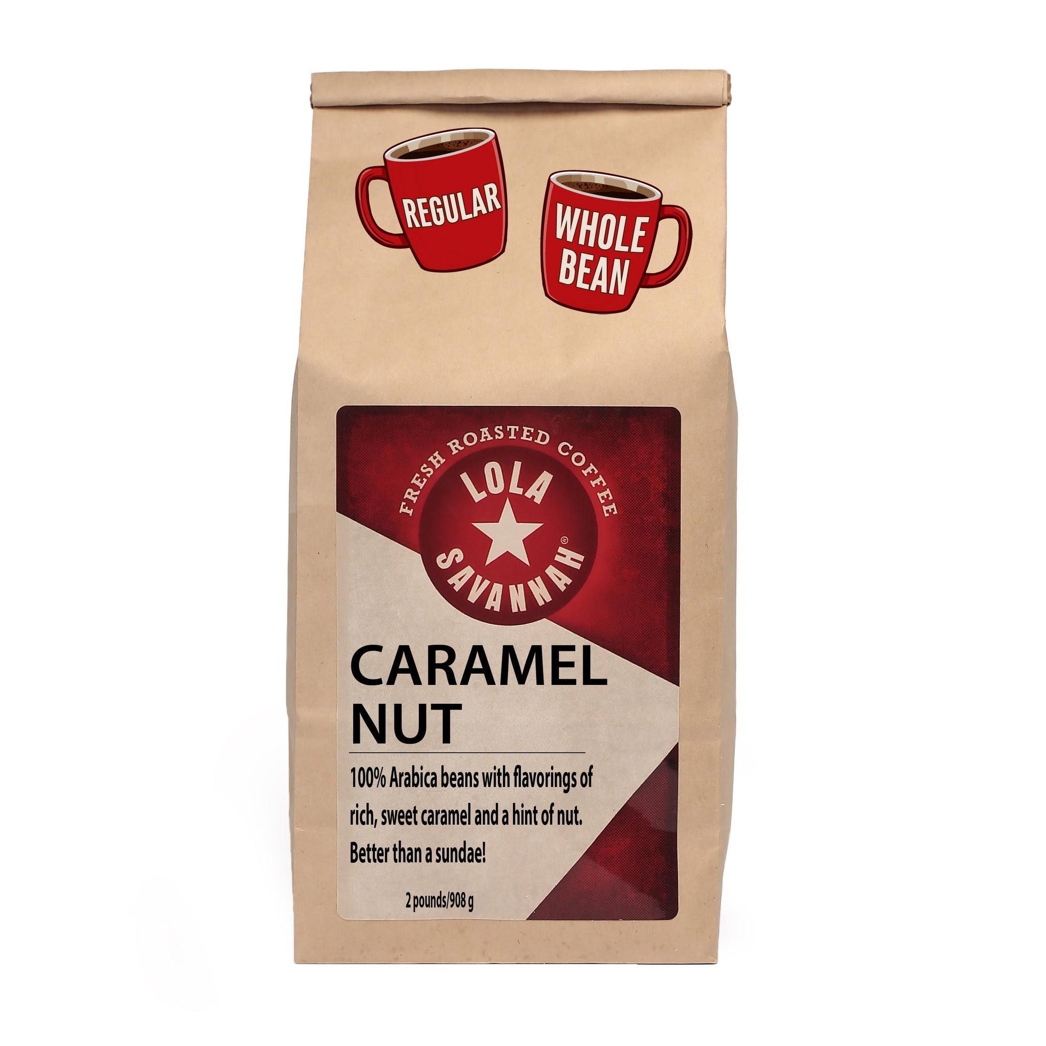 Lola Savannah Caramel Nut Whole Bean Caffeinated Coffee, 2lb