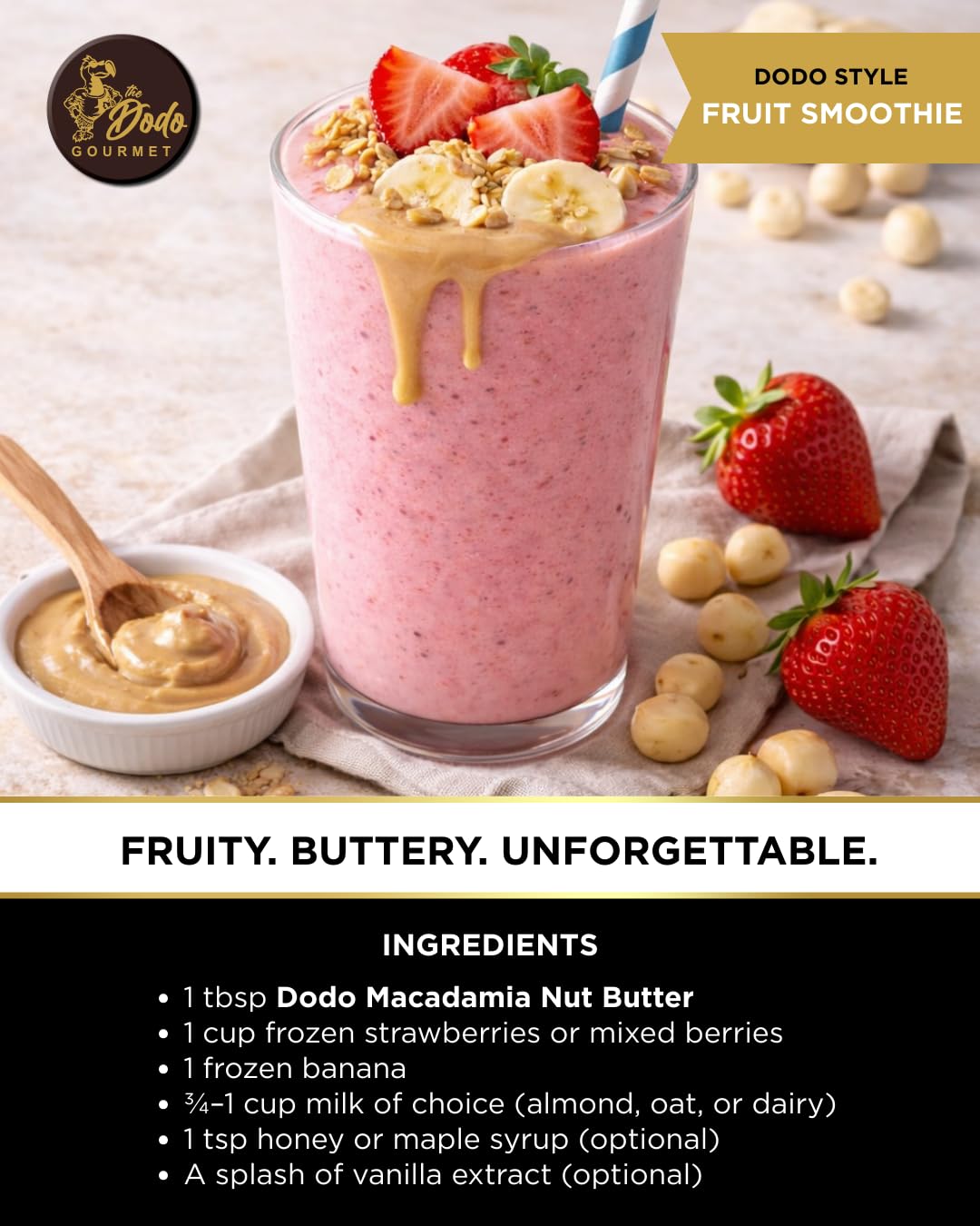 The Dodo Gourmet Crunchy Macadamia Nut Butter