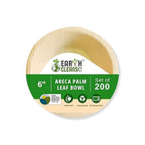 Earth Cleanse Palm Leaf Bowls 6 Inch Extra Deep 200 Pack - Bulk Pack, Disposable Bowls, Heavy Duty, Plastic Free, Compostable Dinnerware for Soups