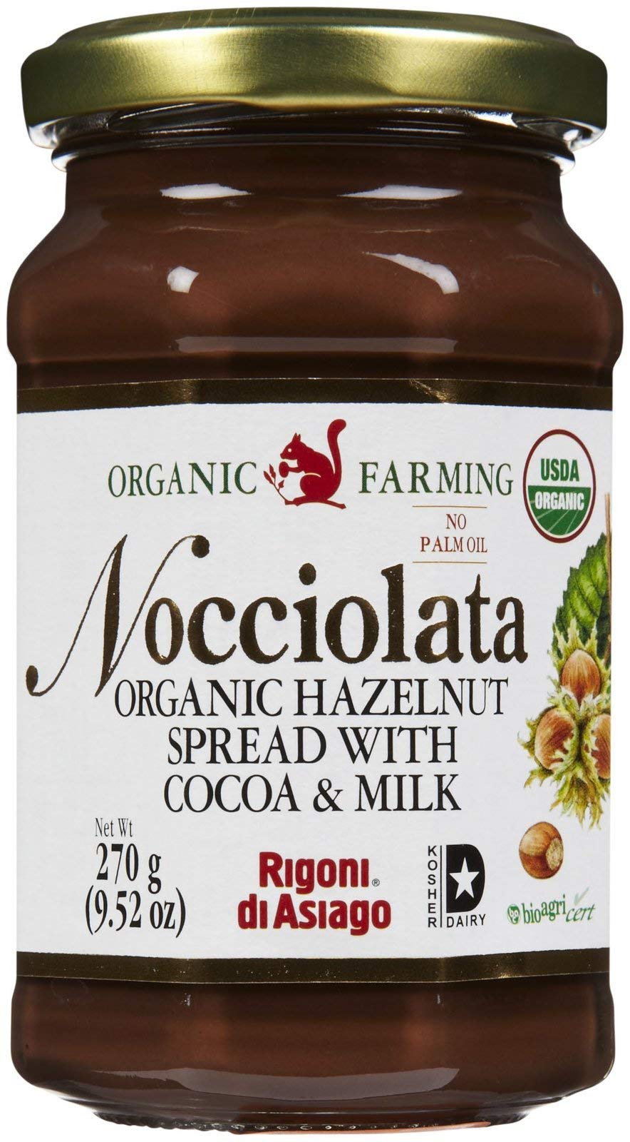 Nocciolata Organic Hazelnut Spread, 9.52 oz - PACK OF 4