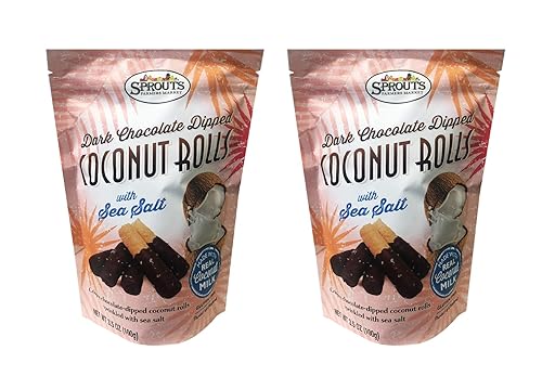 Sprouts Crispy Sweet Coconut Rolls 3.5oz, 2 Pack (Dark Chocolate with Sea Salt)