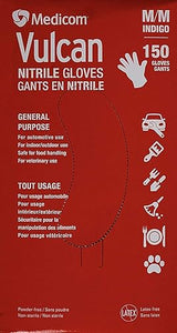 Medicom Vulcan Nitrile Gloves Latex-Free General Purpose Indigo Color 150ct, MD