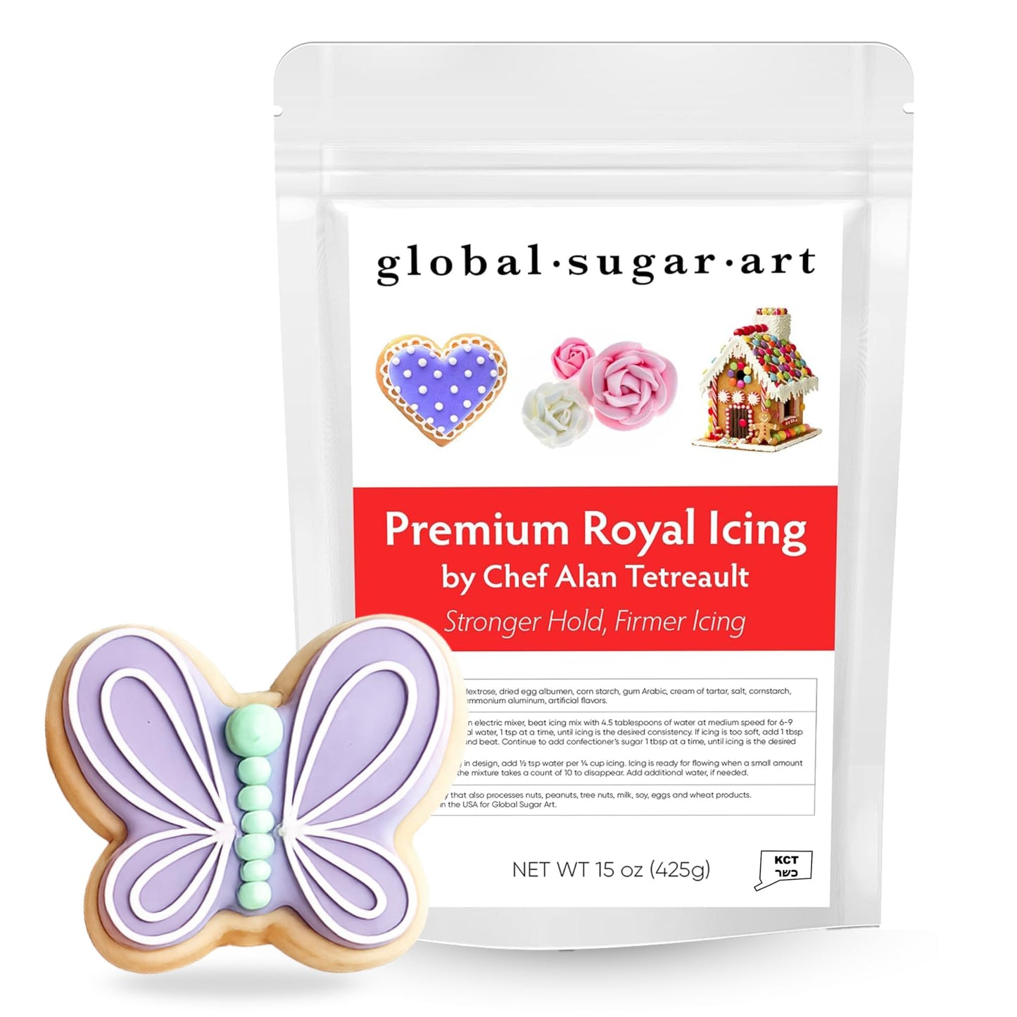 Global Sugar Art Premium Royal Icing Mix, Kosher Frosting for Cookie Decorating, Made in USA, Just add Water (15 Ounces, 1 Pack)