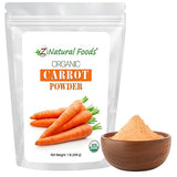 Z Natural Foods Organic Carrot Powder, Natural Superfood Powder for Vision and Heart Health, Great in Juices, Smoothies, and Recipes, Non-GMO, Vegan