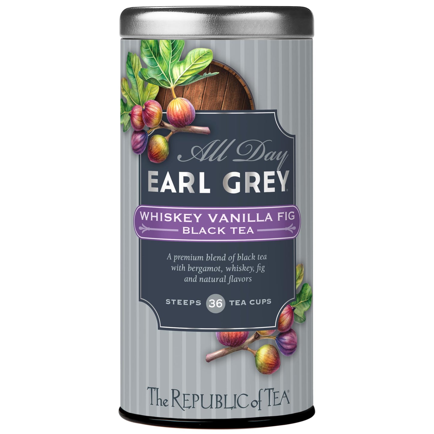 The Republic of Tea - All Day Earl Grey Whiskey Vanilla Fig Black Tea, Naturally Caffeinated, 36 Tea Bags
