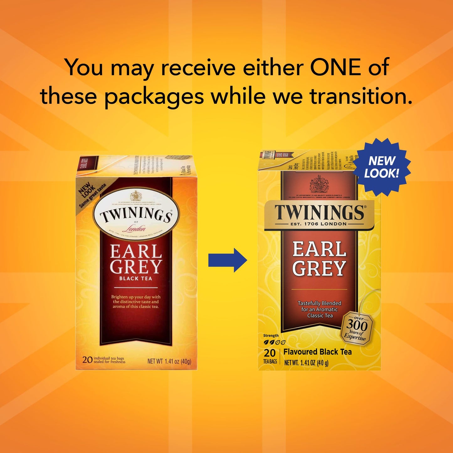 Twinings Earl Grey Tea 2-Pack - A Bright and Zesty Black Tea Infused with Citrus Bergamot Flavours, Caffeinated Tea Bags, Individually Wrapped, 20