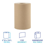 Boardwalk BWK6252 Hardwound Paper Towels, 8" x 350ft, 1-Ply Natural (Case of 12 Rolls)