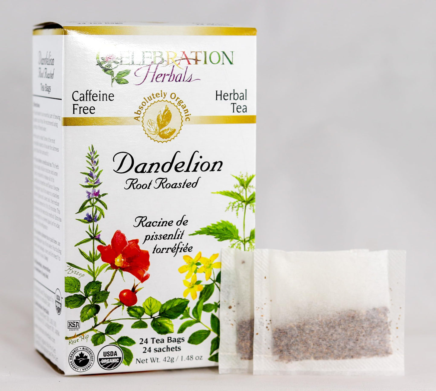 CELEBRATION HERBALS Dandelion Root Roasted Tea Organic 24 Bag, 0.02 Pound