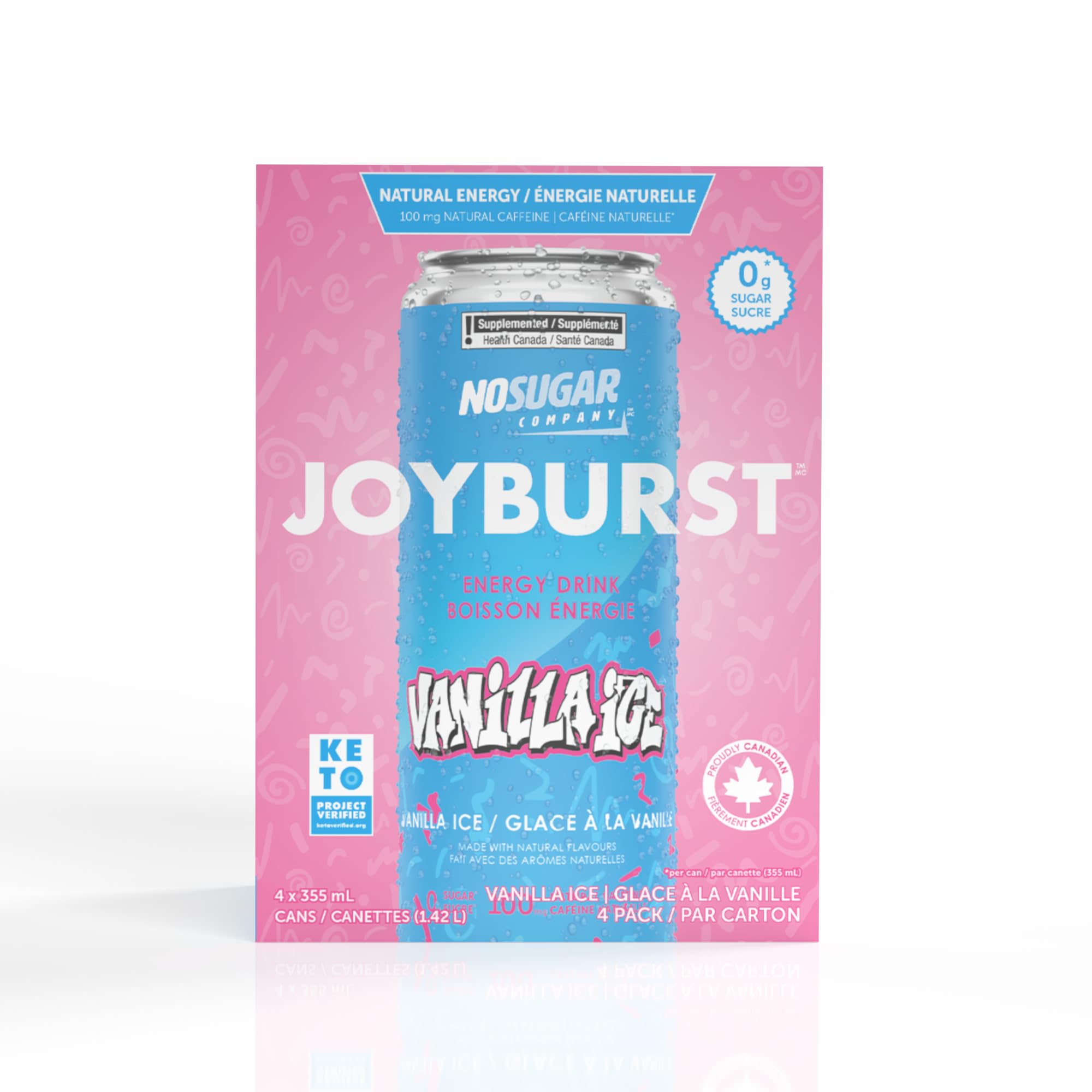 'No Sugar Joyburst Energy Drink - 0 Calorie, 0 Sugar, Low carb drink, Sugar Free Energy Drink with Natural Caffeine, Hint of Sweetness and Refreshing