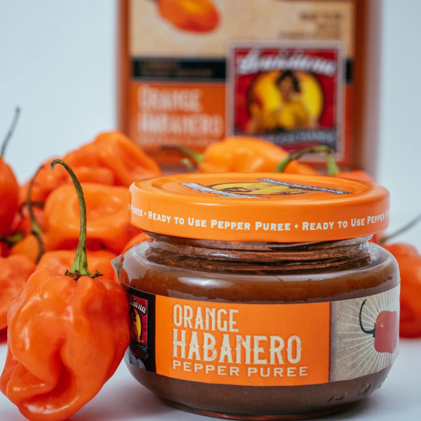 Orange Habanero Pepper - Louisiana Pepper Exchange - Fresh Pepper Replacement (Orange Habanero Pepper Puree) 1 Jar - Plant-Based, Gluten-Free, Simple