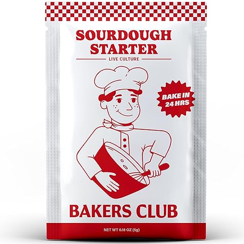 Bakers Club Rapid 24-Hour Sourdough Starter Culture - Makes 5 Batches - Mix, Ferment & Bake Next Day - Tangy Flavor without Weeks of Waiting - Best