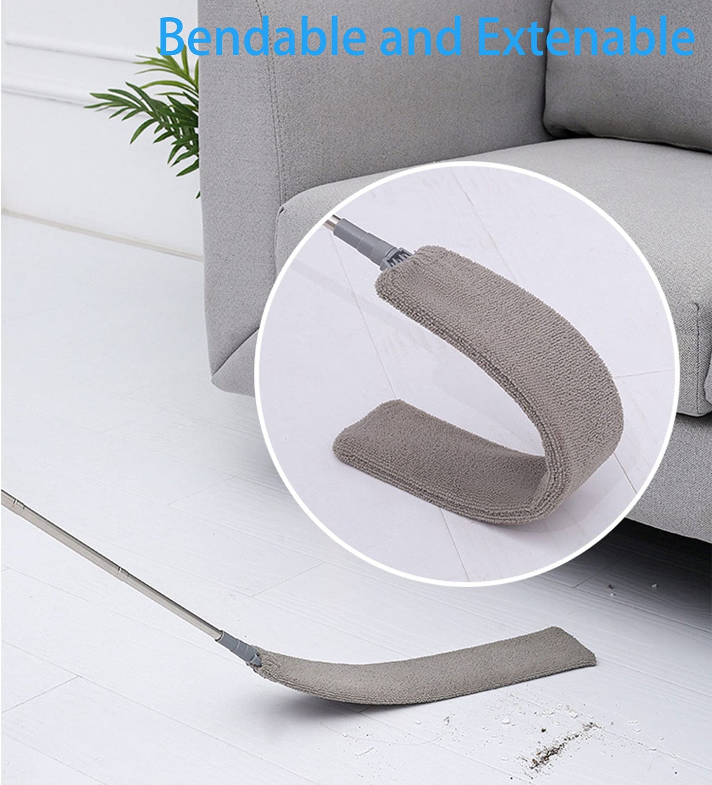 Upgraded Under Appliance Cleaning Gadgets, Microfiber Gap Duster, Skinny Flat Duster with Extendable Pole 26-55 Inches, Suitable for Underneath