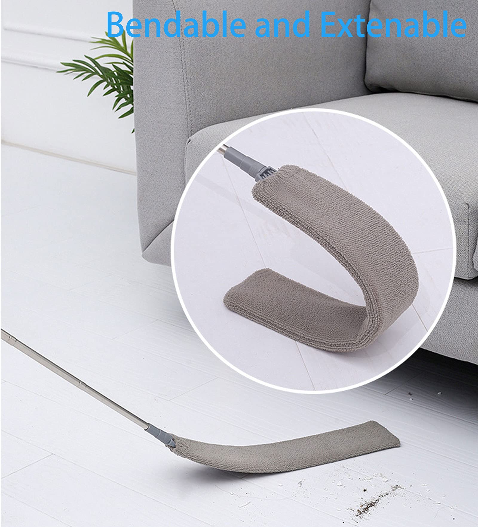 Upgraded Under Appliance Cleaning Gadgets, Microfiber Gap Duster, Skinny Flat Duster with Extendable Pole 26-55 Inches, Suitable for Underneath