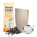 Prana Chai Original Masala Blend 250g + Huskee 12oz Cup with Lid + Stainless Steel Fine Mesh Strainer