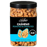 Jaybee’s Roasted Unsalted Whole Cashews - 32 oz (2 lbs) Bulk Snack - Natural Protein Superfood, Vegan, Keto Friendly & Kosher Certified - Great