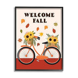 Stupell Industries Welcome Fall Saying Orange Harvest Bicycle Sunflower Basket