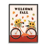 Stupell Industries Welcome Fall Saying Orange Harvest Bicycle Sunflower Basket