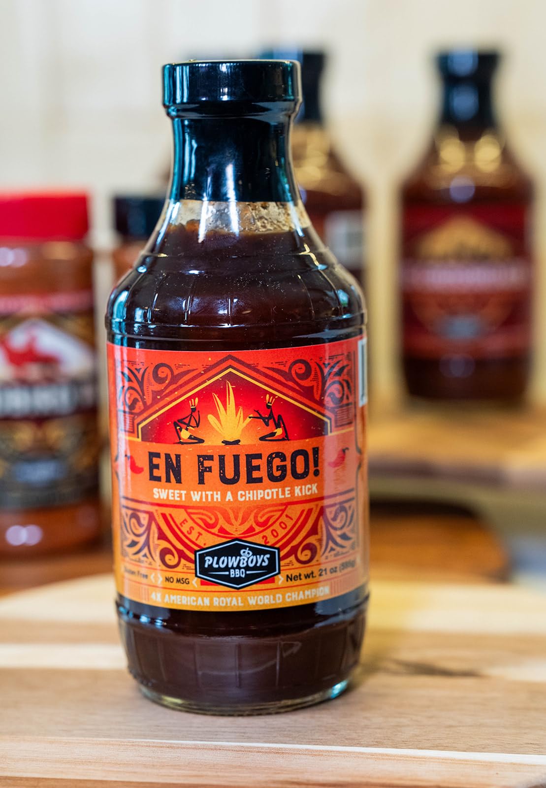 Plowboys En Fuego BBQ Sauce - Sweet & Spicy Competition Barbecue Sauce - Award-Winning KCBS Sauce for Chicken, Ribs, Pork & Beef (En Fuego, Pack of 3)
