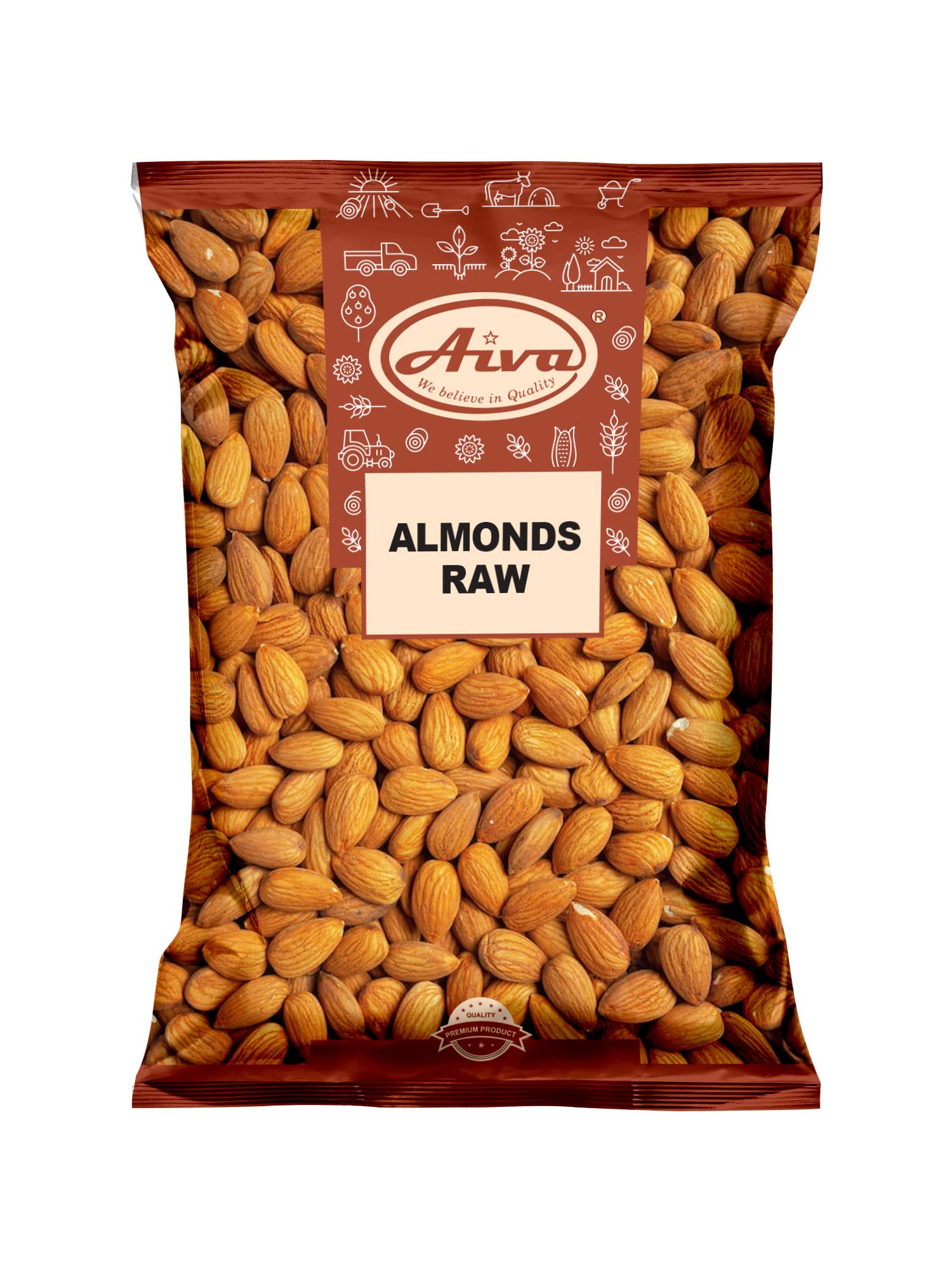 AIVA Natural Whole Raw Almonds - 5 lb, Grown in the USA, Raw Whole Almonds