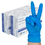 Well Before Vinyl Exam Gloves - Powder-Free, Latex-Free, Disposable Gloves for Medical, Food Prep, Cleaning and more - Large Blue (Pack of 200)