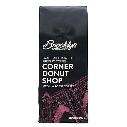 Brooklyn Beans Corner Donut Shop 100% Arabica Craft Roasted Ground Coffee, Medium Roast, 12 Ounce Bag (BB CD BAG 12)