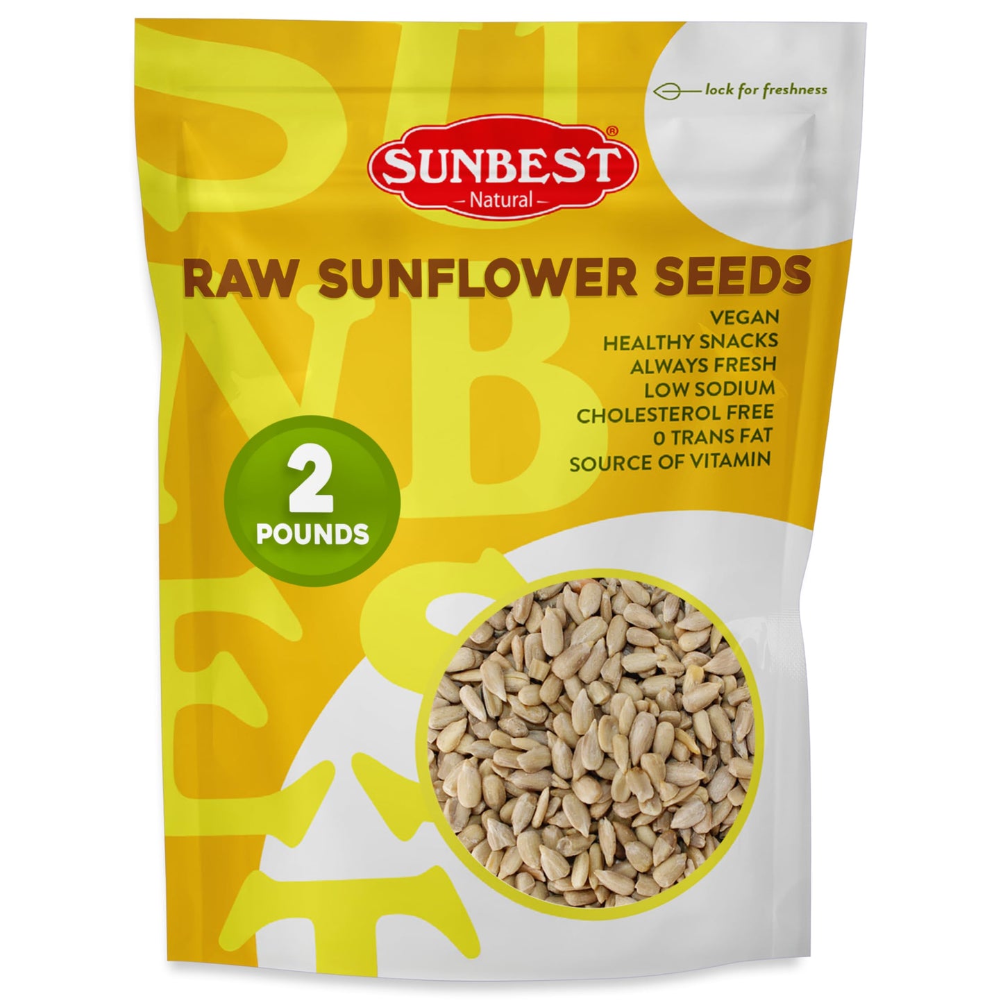 Sunbest Natural Raw Sunflower Seeds, 2 lbs - Unsalted & No Shell - Sunflower Seed Kernels to Eat - For Snacking, Baking & Topping - Road Trip, After