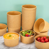 Gabotrie 80 Pack Large Paper Bowls, 30 Oz Kraft Paper Salad Bowl, Disposable Soup Bowls, Round Papers Food Container, Disposable Serving Bowl Bulk
