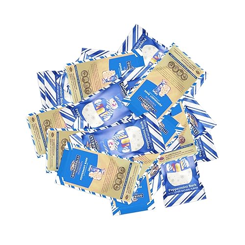 Ghrardlli Dark Chocolate Sea Salt Snowman Squares - Individually Wrapped Holiday Chocolates - White Chocolate with Peppermint Crunch - 1 lb Bulk Pack