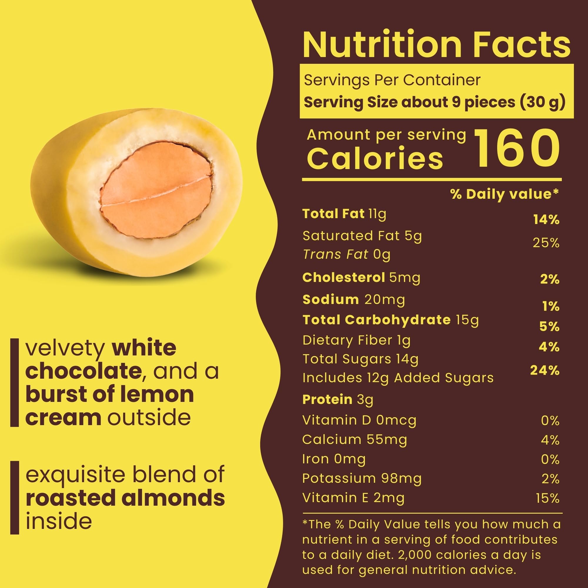 Nutic Lemoncello Chocolate Covered Almonds - 1 Lb. Roasted Almond in White Chocolate & Lemon Creme Candy. Citrus Bliss Flavors for Perfect Snacks
