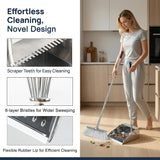 GLOHOO Indoor Soft Bristles Broom and Dustpan Angle Sweeping Dustpan and Broom with Long Handle for Kitchen Hardwood Floor Cleaning