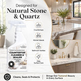 NOYATECH Countertop Cleaner & Sealer - Streak-Free Spray for Granite, Marble & Quartz | Cleans & Protects in One Step | USDA BioBased, Non-Toxic, No