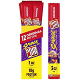 Slim Jim Savage Smoked Meat Sticks, Original Flavor, High Protein, 3.0 oz. (12 Count)