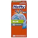 Hefty Blue Trash Bags, Blue, 30 Gallon, 36 Count