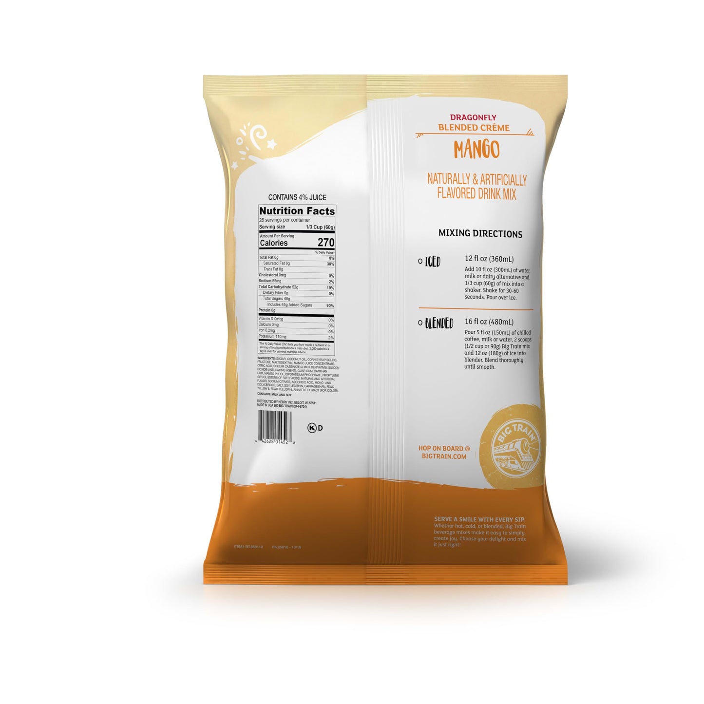 Big Train Dragonfly Mango Blended Crème Beverage Mix, 3.5 Pound (Pack of 1)