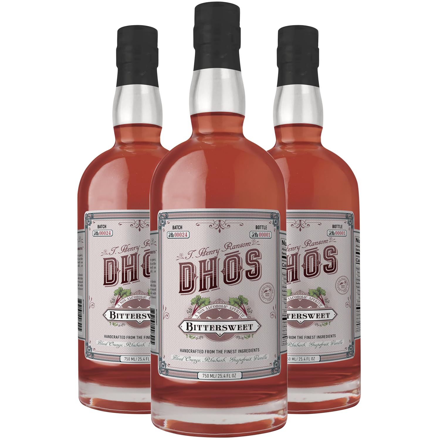 Dhos Handcrafted Non-Alcoholic Bittersweet Aperitif - Keto-Friendly, Zero Sugar, Zero Calories, Zero Proof - 750 ML - Perfect for Mocktails Flavors