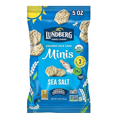 Lundberg Organic Rice Cake Minis, Original Sea Salt - Mini Rice Cakes, Healthy Snacks for Adults and Kids, Vegan Snacks, Gluten-Free, Healthy Food