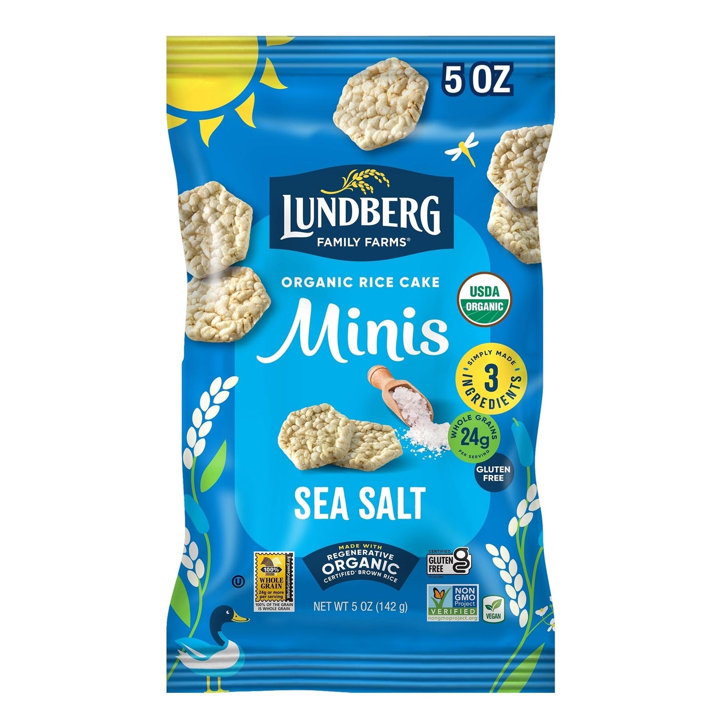 Lundberg Organic Rice Cake Minis, Original Sea Salt - Mini Rice Cakes, Healthy Snacks for Adults and Kids, Vegan Snacks, Gluten-Free, Healthy Food