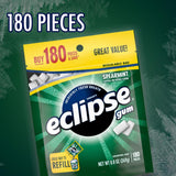 ECLIPSE Spearmint Chewing Gum Sugar Free, Mint Gum Bulk Pack, 8.8 Ounce (180 Piece Bag)