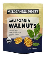 Wilderness Poets California Walnuts - Organic, Raw, Chandler Heirloom Variety - Golden, Blonde Halves, Bulk Size (32 Ounce - 2 Pound)