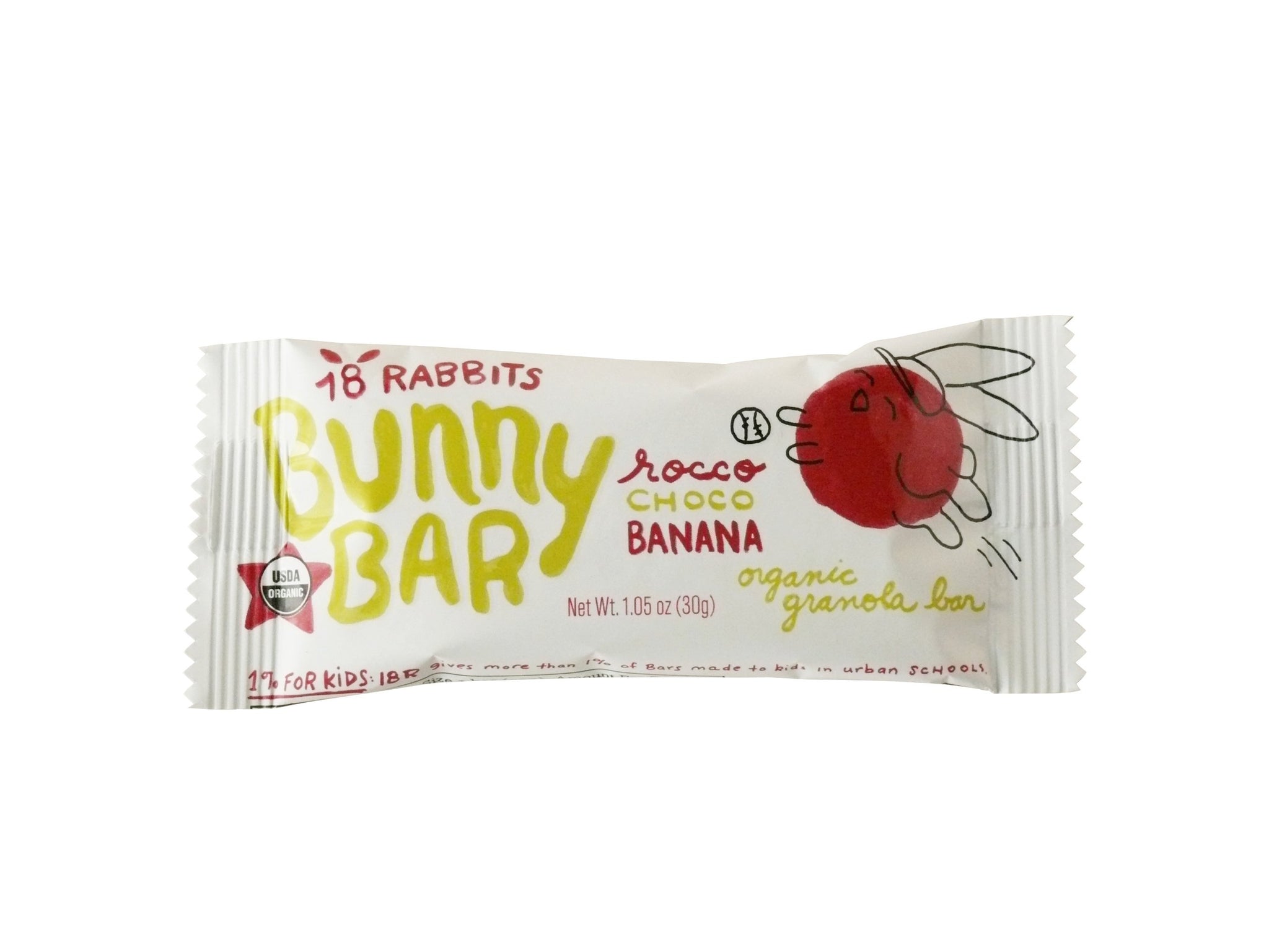 18 Rabbits Bunny Bar, Rocco Choco Banana, Organic Granola Bar, 1.05-Ounce (Pack of 48)