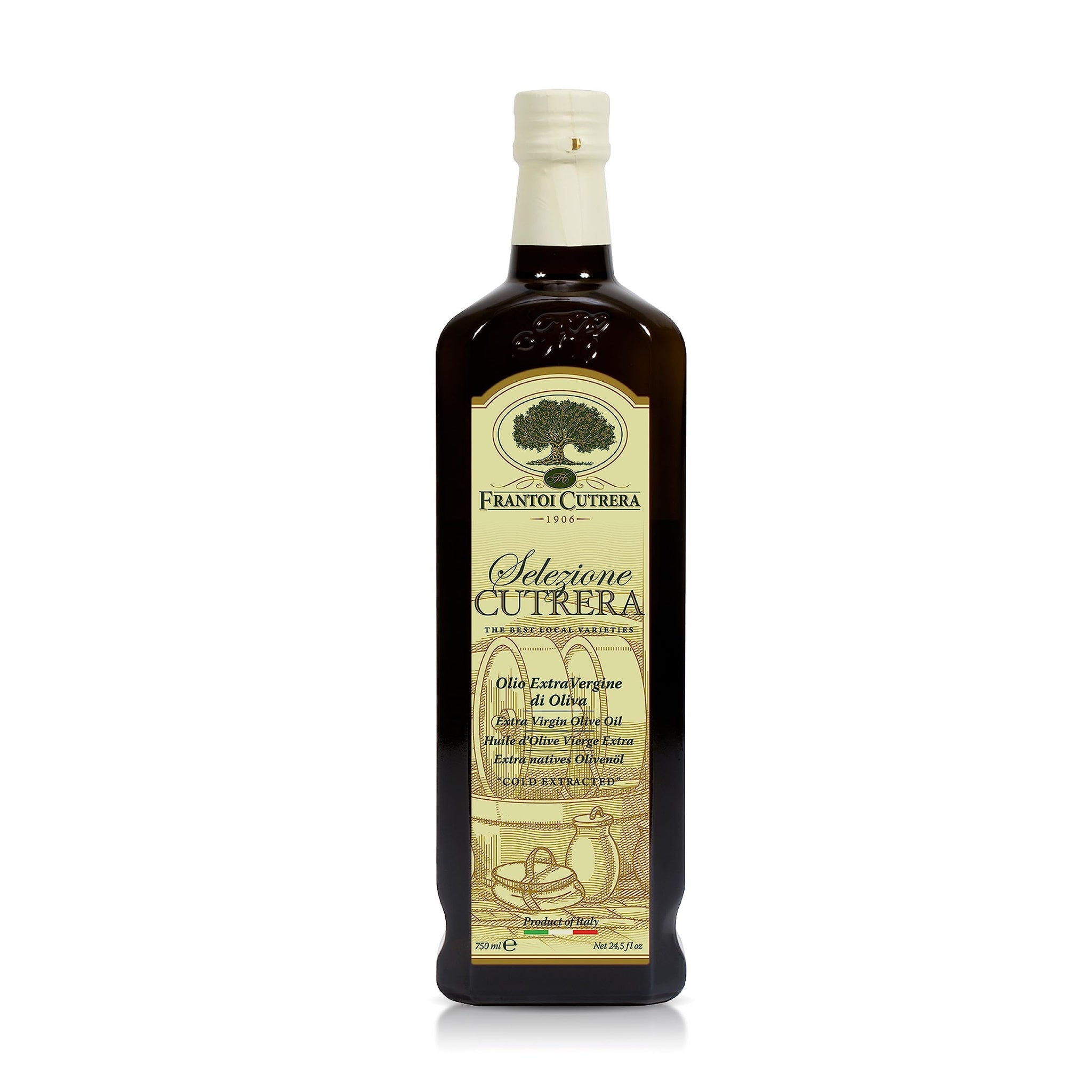Frantoi Cutrera - Selezione - Extra Virgin Olive Oil from Italy, Sicilian Pure EVOO, Premium 2022/23 Early Harvest First Cold Pressed, Olive Oil High in Polyphenols, 24.5 Fl Oz (Pack of 1)