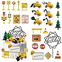 27 PCS Mini Construction Vehicles Cake Decoration Set Truck Road Sign Cake Toppers Construction Birthday Party Supplies